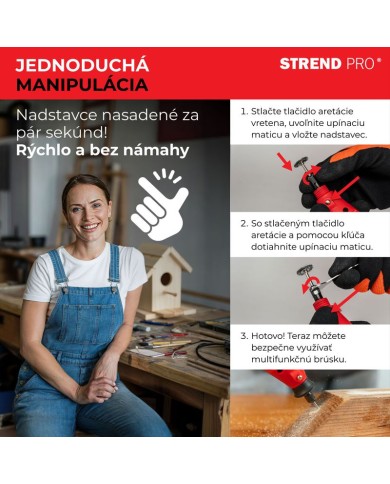 Brúska Strend Pro, mini, priama, vŕtanie a brúsenie, 130 W, s príslušenstvom, 210ks