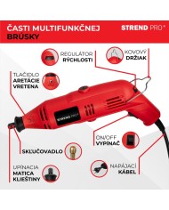 Brúska Strend Pro, mini, priama, vŕtanie a brúsenie, 130 W, s príslušenstvom, 210ks