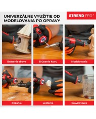 Brúska Strend Pro, mini, priama, vŕtanie a brúsenie, 8 V, 1500 mAh, s príslušenstvom
