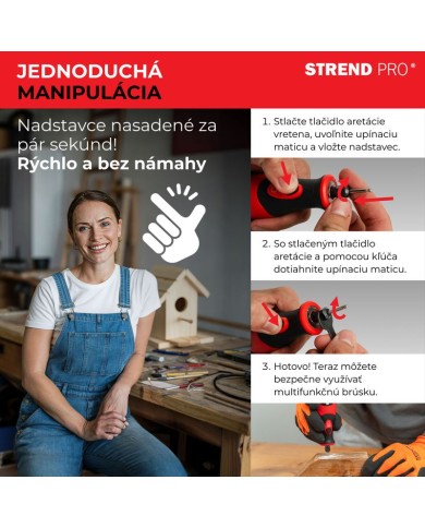 Brúska Strend Pro, mini, priama, vŕtanie a brúsenie, 8 V, 1500 mAh, s príslušenstvom