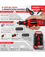 Brúska Strend Pro, mini, priama, vŕtanie a brúsenie, 8 V, 1500 mAh, s príslušenstvom