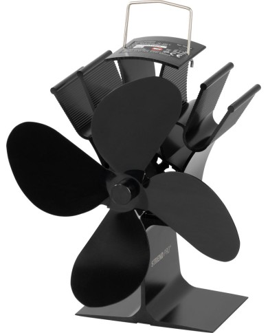 Ventilátor Strend Pro, krbový, stojanový, poháňaný teplom, 4-lopatkový, čierny