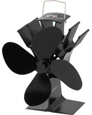 Ventilátor Strend Pro, krbový, stojanový, poháňaný teplom, 4-lopatkový, čierny