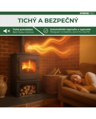 Ventilátor Strend Pro, krbový, stojanový, poháňaný teplom, 4-lopatkový, čierny