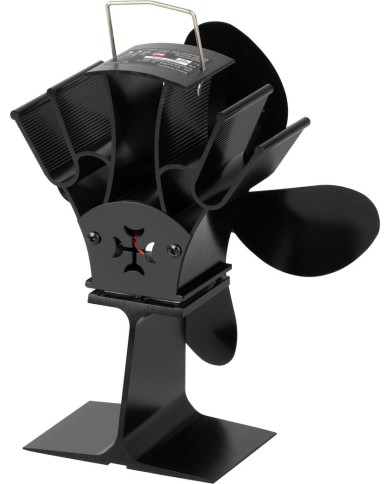Ventilátor Strend Pro, krbový, stojanový, poháňaný teplom, 4-lopatkový, čierny