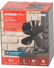 Ventilátor Strend Pro, krbový, stojanový, poháňaný teplom, 4-lopatkový, čierny