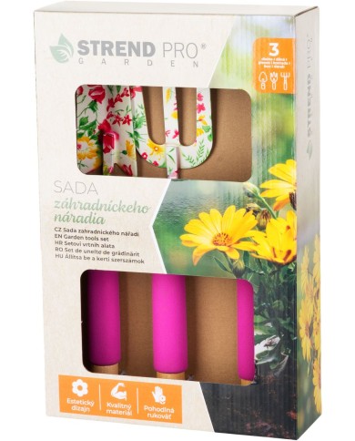 Sada náradia Strend Pro, záhradnícka, 3 dielna, potlač kvetov, Ladies line