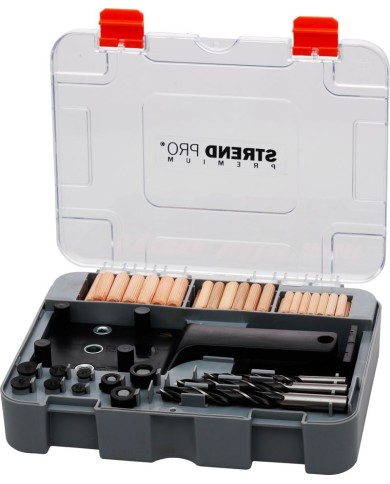 Sada Strend Pro Premium, na vŕtanie otvorov pre kolíkové spoje, pre stolárov, 83 ks