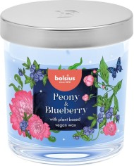 Sviečka Bolsius Floral Fusion Pivonka a Čučoriedka, vonná, 80/72 mm, v skle