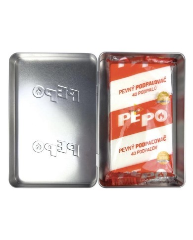 Krabička s podpaľovačom PE-PO®, pevný, 40 podpalov, rozpaľovač na gril, kachle, krby, pece