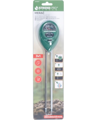 Merač Strend Pro 3v1, pôdnych vlastností, PH, vlhkosť, intenzita svetla, 26x6x4 mm, tester