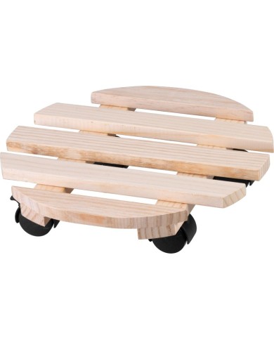 Podstavec Strend Pro, 30x7 cm, pod kvetináč, na kolieskach, posuvný, stojan, max. 50 kg, drevo, okrúhly