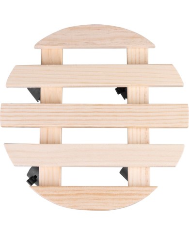 Podstavec Strend Pro, 30x7 cm, pod kvetináč, na kolieskach, posuvný, stojan, max. 50 kg, drevo, okrúhly