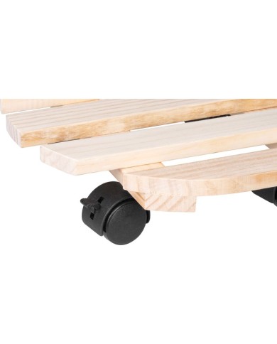 Podstavec Strend Pro, 30x7 cm, pod kvetináč, na kolieskach, posuvný, stojan, max. 50 kg, drevo, okrúhly