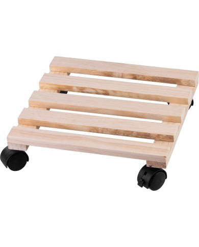 Podstavec Strend Pro, 30x30x7 cm, pod kvetináč, na kolieskach, posuvný, stojan, max. 50 kg, drevo
