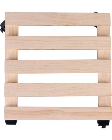 Podstavec Strend Pro, 30x30x7 cm, pod kvetináč, na kolieskach, posuvný, stojan, max. 50 kg, drevo