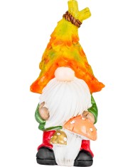 Dekorácia MagicHome Nature, Trpaslík s hubami, polyresin, 10x8x19,3 cm