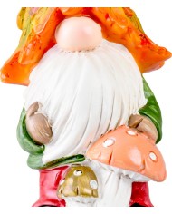 Dekorácia MagicHome Nature, Trpaslík s hubami, polyresin, 10x8x19,3 cm