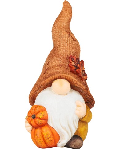 Dekorácia MagicHome Nature, Trpaslík s tekvicami, polyresin, 11x9x23 cm