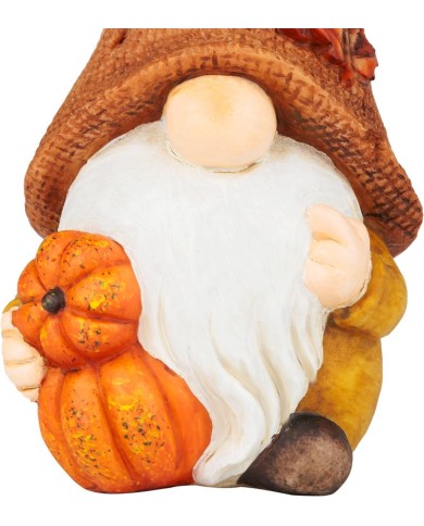 Dekorácia MagicHome Nature, Trpaslík s tekvicami, polyresin, 11x9x23 cm