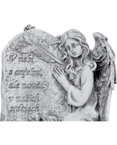 Dekorácia MagicHome, Anjel so sviečkou, LED, polyresin, na hrob, 12x8x12 cm