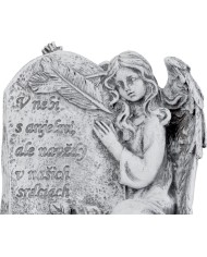 Dekorácia MagicHome, Anjel so sviečkou, LED, polyresin, na hrob, 12x8x12 cm