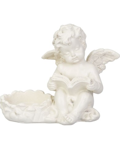 Dekorácia MagicHome, Anjelik s knihou, polyresin, na hrob, 11,5x7,5x9,5 cm