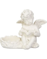 Dekorácia MagicHome, Anjelik s knihou, polyresin, na hrob, 11,5x7,5x9,5 cm