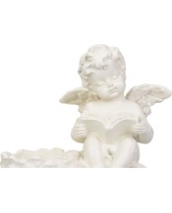 Dekorácia MagicHome, Anjelik s knihou, polyresin, na hrob, 11,5x7,5x9,5 cm