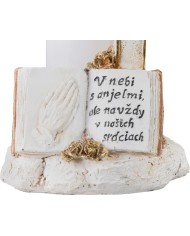 Dekorácia MagicHome, Kríž so sviečkou, LED, polyresin, na hrob, 2xAA, 11,5x11,5x18 cm