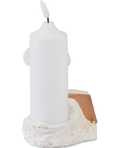 Dekorácia MagicHome, Kríž so sviečkou, LED, polyresin, na hrob, 2xAA, 11,5x11,5x18 cm