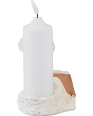 Dekorácia MagicHome, Kríž so sviečkou, LED, polyresin, na hrob, 2xAA, 11,5x11,5x18 cm