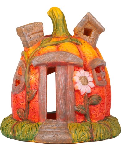 Dekorácia MagicHome Nature, Tekvica domček, terakota, 16,2x15x15,5 cm