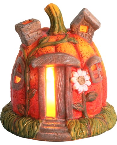 Dekorácia MagicHome Nature, Tekvica domček, terakota, 16,2x15x15,5 cm