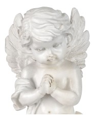 Dekorácia MagicHome, Modliaci anjelik na knihe, LED, polyresin, na hrob, 11,5x7,5x13,5 cm