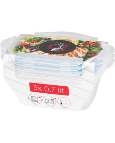 Dóza MagicHome Lunchbox set YH416, obdĺžniková, sada 3 ks, 700 ml, 172x115x71 mm