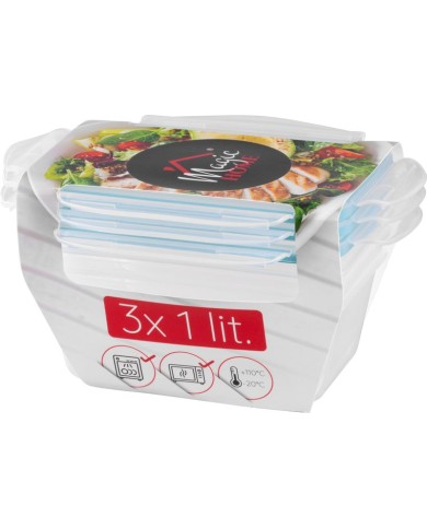 Dóza MagicHome Lunchbox set YH376, obdĺžniková, sada 3 ks, 1000 ml, 189x131x77 mm