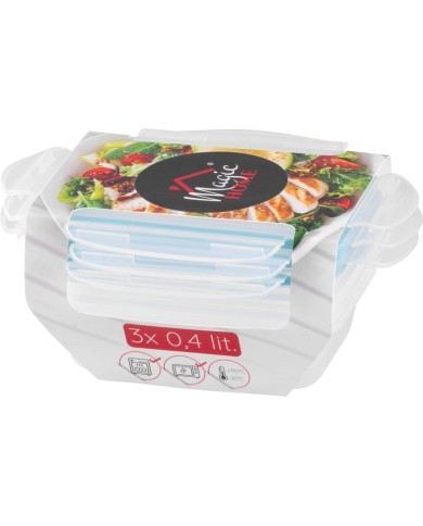 Dóza MagicHome Lunchbox set YH375, obdĺžniková, sada 3 ks, 400 ml, 162x111x51 mm