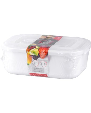 Dóza MagicHome Lunchbox set MB41, sada 3 ks, 700/1300/2100 ml, obdĺžniková, otvárateľné veko