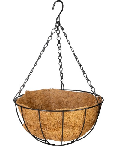 Vešiak Strend Pro, držiak na kvetináč, oceľ/kokos, visiaci, s retiazkou a háčikom, 25 cm