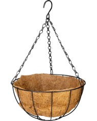 Vešiak Strend Pro, držiak na kvetináč, oceľ/kokos, visiaci, s retiazkou a háčikom, 25 cm