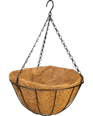 Vešiak Strend Pro, držiak na kvetináč, oceľ/kokos, visiaci, s retiazkou a háčikom, 30 cm