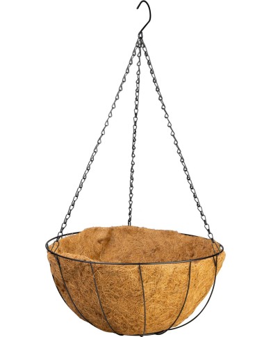 Vešiak Strend Pro, držiak na kvetináč, oceľ/kokos, visiaci, s retiazkou a háčikom, 40 cm