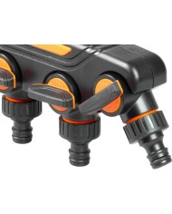 Rozbočovač Strend Pro Garden, spojka, záhradný, 4-way, s ventilmi