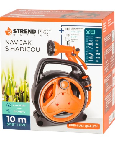 Navíjač Strend Pro Garden, so záhradnou hadicou, pištoľ, 10m, 5/16"