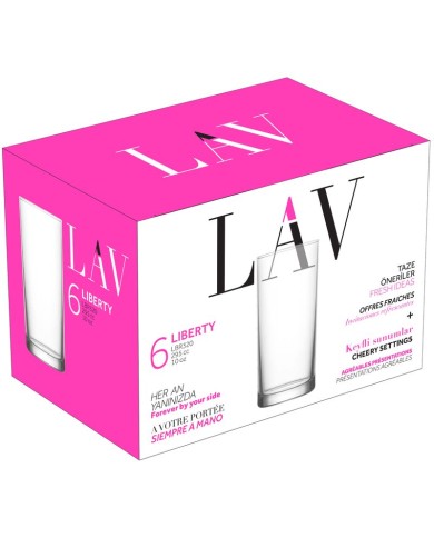 Pohár Liberty, LAV, sklenený, na vodu, 295 ml, 62x133 mm, bal. 6 ks
