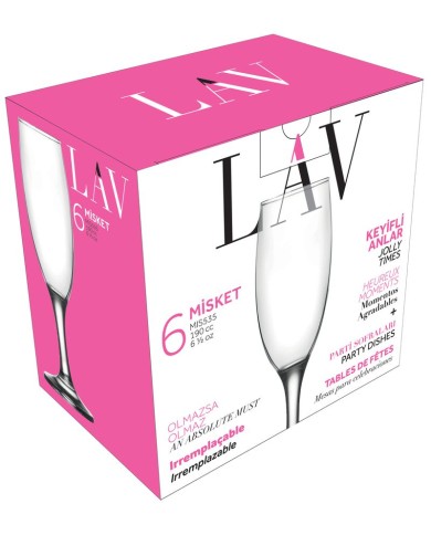 Pohár Misket, LAV, sklenený, na šampanské, 190 ml, 50x193 mm, bal. 6 ks
