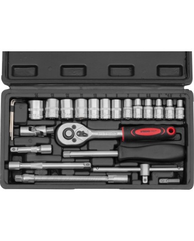 Sada náradia Strend Pro, 25 dielna, hlavice, 1/4" račňa, v kufri