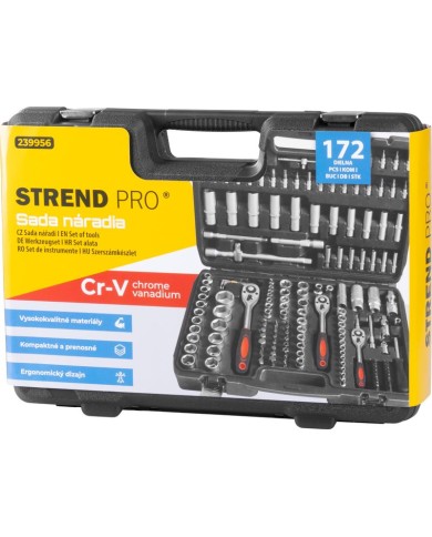 Sada náradia Strend Pro, 172 dielna, hlavice, bity, račňa, v kufri