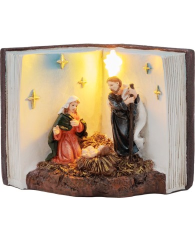 Dekorácia MagicHome Vianoce, Betlehem v knihe, LED, interiér, 13,5x8x9,5 cm